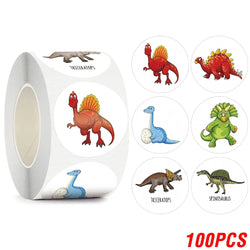 100-500pcs New Cartoon Dinosaurs Stickers 6 Designs for Classroom Teacher Stationery Sticker Label for Kids Reward Stickers (ONLINE ORDER ONLY)