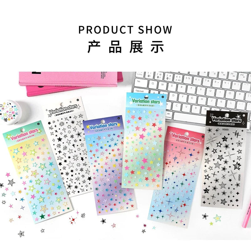 1Pc New Cute Star Resin Stickers Idol Card Deco Scrapbook DIY Material Girls Nails Decoration Stationery Stickers (ONLINE ORDER ONLY)