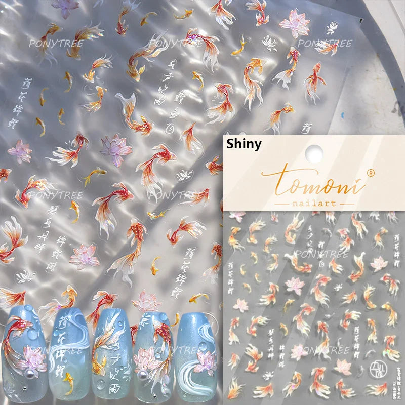 Deep Sea Animal Fish Shoal of Fish Whale Coral Dolphin Summer Beach Cute Jellyfish Bubble Bathyal Fauna Nail Art Stickers Decals (ONLINE ORDER ONLY)