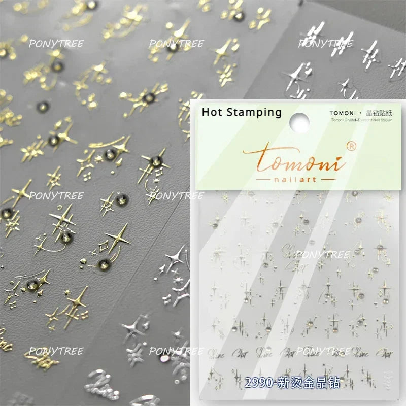 Silver Star Moon Clock Watch Cherry Love Heart Bowknot Gird Irregular Lines Dot Liquid Lava Nail Art Stickers Manicure Decals (ONLINE ORDER ONLY)