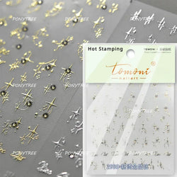 Silver Star Moon Clock Watch Cherry Love Heart Bowknot Gird Irregular Lines Dot Liquid Lava Nail Art Stickers Manicure Decals (ONLINE ORDER ONLY)