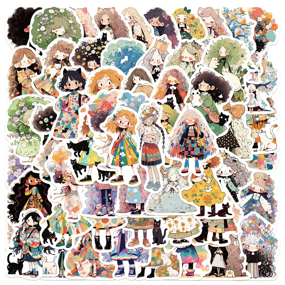 Anime Girl Stickers Pack - Cute Aesthetic Decals for Laptop, Phone, Scrapbook, Fridge, Kids Toys (ONLINE ORDER ONLY)