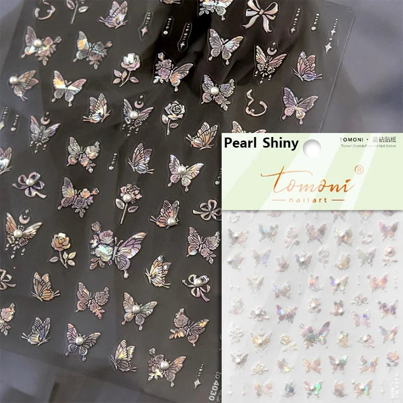 Dreamy Moon Star Cloud Butterfly Starrylight Rhinestone 5D Soft Embossed Relief Nail Art Sticker 3D Decal Decoration Manicure (ONLINE ORDER ONLY)