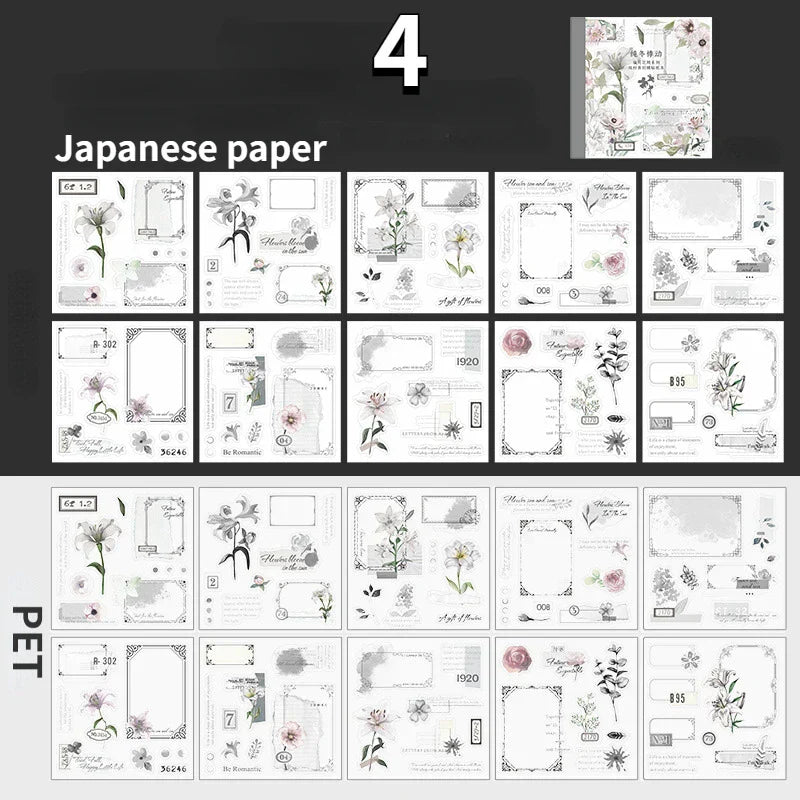 Retro Floral Sticker Book - Four Seasons Theme, 20pcs (ONLINE ORDER ONLY)