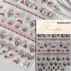 Watercolor Style Colourful Rose Flower Embossment Romantic Garden 5D Self Adhesive Nail Art Decoration Stickers Manicure Decals (ONLINE ORDER ONLY)