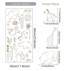 Boho Animal Wall Stickers: Elephant & Giraffe Nursery Decals (Online Order Only)