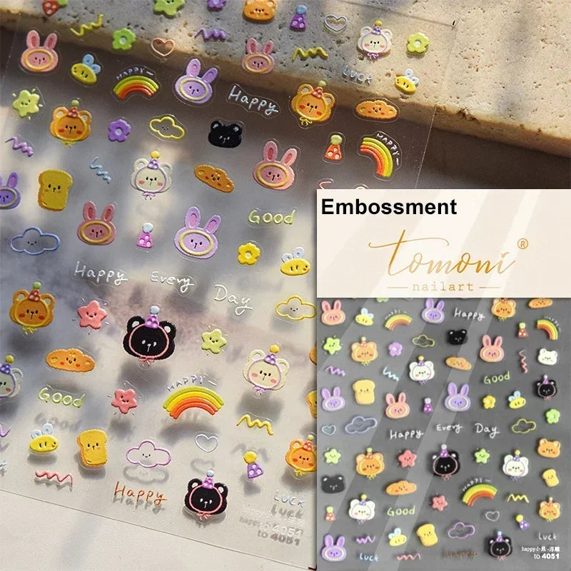 Cookies Chocolate Love Heart Flower Bowknot Rabbit Bunny Lace Bear Star Bouquet Rabbit Adhesive Nail Art Sticker Manicure Decal (ONLINE ORDER ONLY)