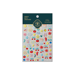 Flower Star Sun Grid Line Interesting Graffiti Tulip Cherry Apple Fruit Dot Painting Adhesive Nail Art Stickers Manicure Decals (ONLINE ORDER ONLY)