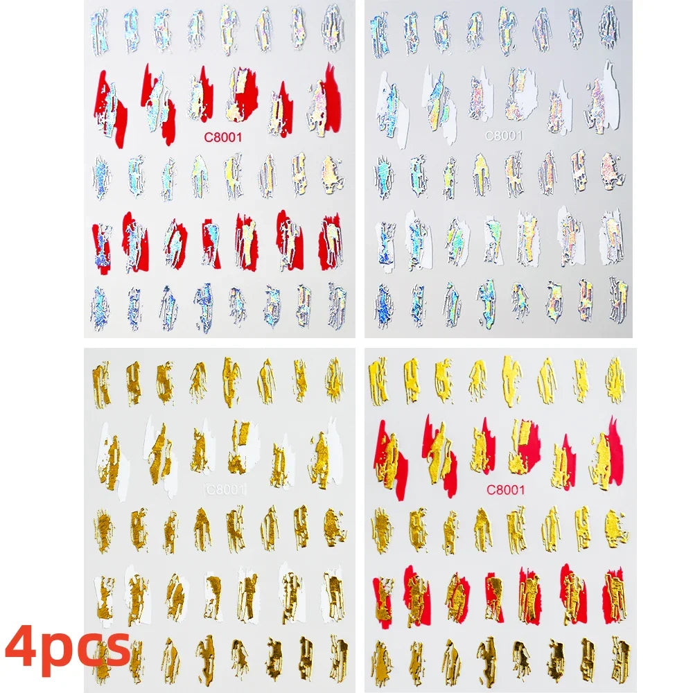 5/8Pcs 3D Hawaiian Flowers Nail Art Stickers Summer Decors with Tropical Leaves Slider Vibrant Pink & White Flowers for Parties* (ONLINE ORDER ONLY)