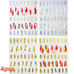 5/8Pcs 3D Hawaiian Flowers Nail Art Stickers Summer Decors with Tropical Leaves Slider Vibrant Pink & White Flowers for Parties* (ONLINE ORDER ONLY)