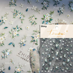 Camellia Tea After Rain Fragrant Flower Paint in Gold White Antique Chinese Characters Adhesive Nail Art Stickers Manicure Decal (ONLINE ORDER ONLY)