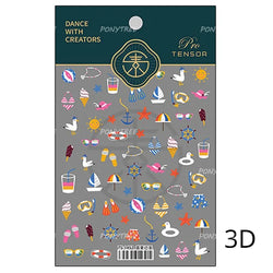 Summer Beach Bikini Watermelon Strawberry Ice Cream Soda Coconut Tree Fan Juice Crab Nail Art Decoration Stickers Manicure Decal (ONLINE ORDER ONLY)