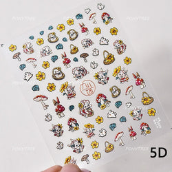 Cute Colored Mushrooms Water Bubbles Umbrella-shaped Plant Various Shapes Fungi Lovely Adhesive Nail Art Stickers Manicure Decal (ONLINE ORDER ONLY)