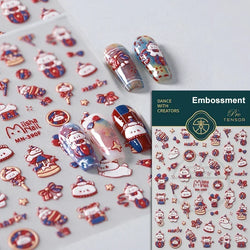 Bowknot Bear Cake Chocolates Food Star Cherry Apple Cook Love Heart Adhesive Nail Art Sticker Rhinestone Reliefs Manicure Decal (ONLINE ORDER ONLY)