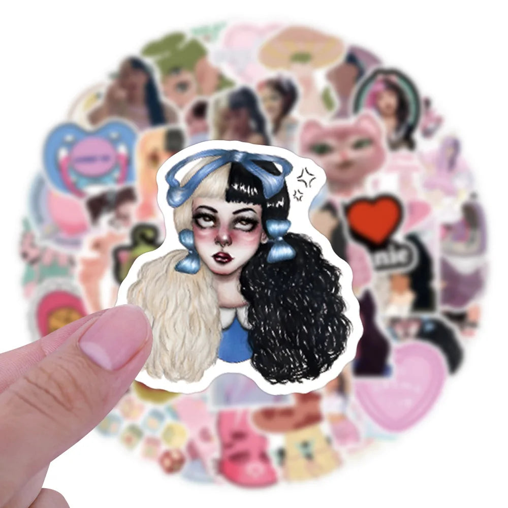 Melanie Martinez Stickers Set: Cartoon Decals for Album, Notebook, Phone, Guitar, Fridge, Laptop, Kids Toy Gift (ONLINE ORDER ONLY)