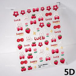 Strawberry Retro Lace Border  Flower Lovely Fruit Pearl Pendant Leaves Self Adhesive Nail Art Stickers Manicure Decal Wholesale (Online Order Only)
