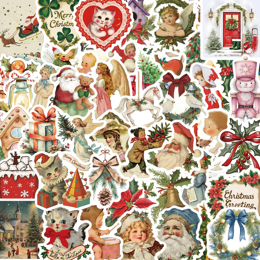 56pcs Romantic Christmas Stickers Cute Seal Sticker Cartoon DIY Scrapbooking Decoration Decals Funny Children Toys (ONLINE ORDER ONLY)