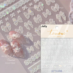 Retro Lace Gird Bowknot Love Heart Flower Leaves Fabric Art Photo Frame Embossed Self Adhesive Nail Art Stickers Manicure Decals (ONLINE ORDER ONLY)