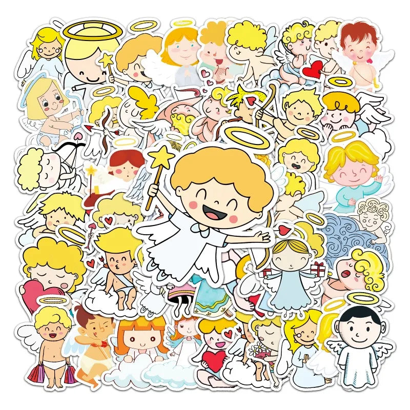 50pcs Angel Graffiti Cartoon Stickers for Luggage, Water Bottles, Phones, Laptops, Scooters, Refrigerators (Online Order Only)