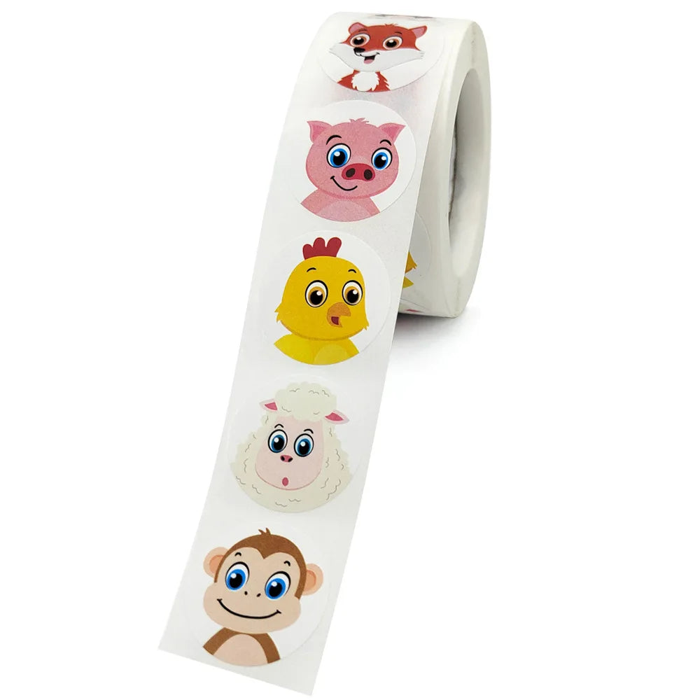 100-500pcs Cartoon Animal Reward Stickers 2.5cm/1inch DIY Decor Perfect For Learning Games Notebook Pad Fridge Gift Seal Labels (ONLINE ORDER ONLY)