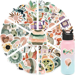 50pcs Aesthetic Boho Art Stickers Scrapbooking Laptop Notebook Decals for Kids Girl Toy Bohemian Graffiti Vintage Retro Sticker (ONLINE ORDER ONLY)