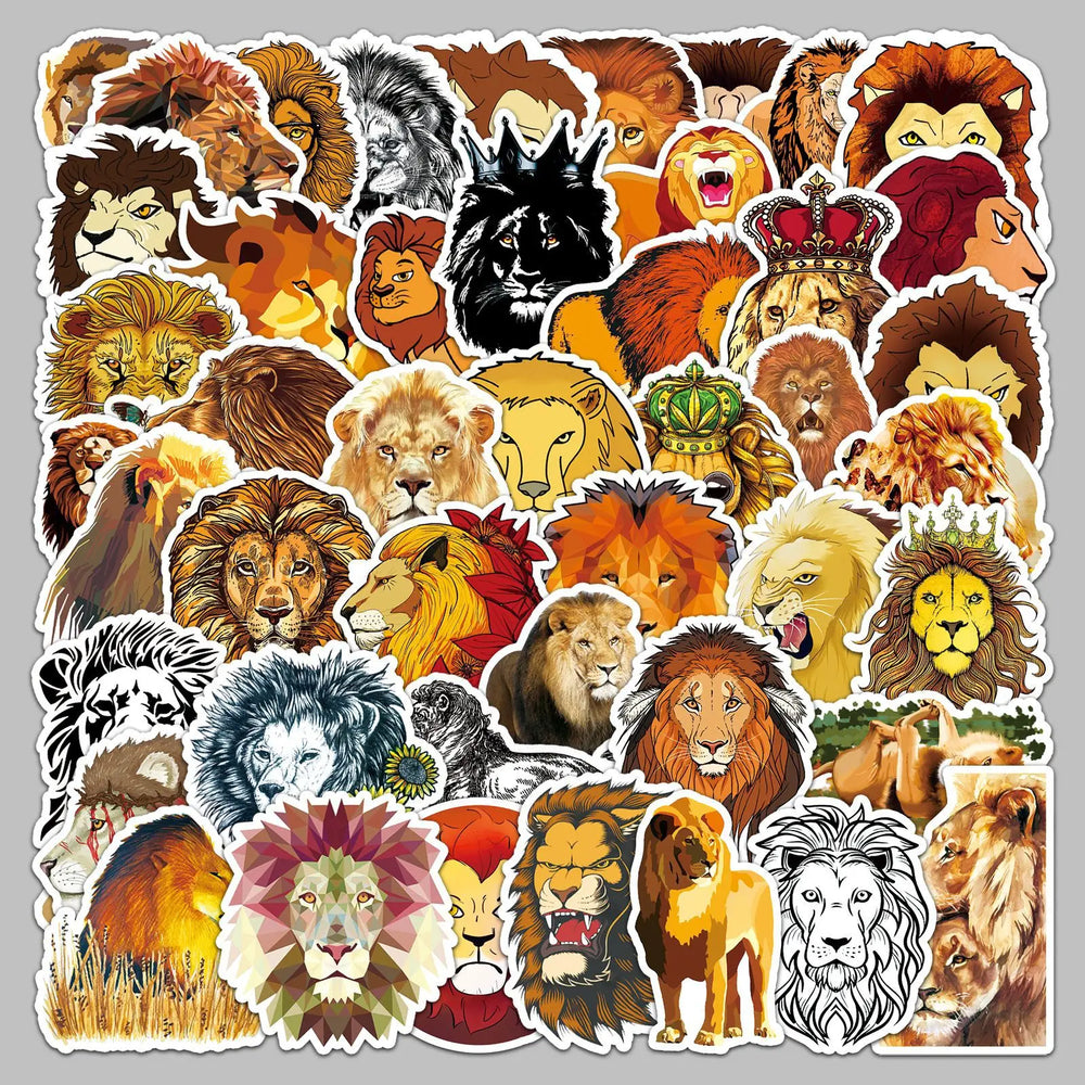 50Pcs Cartoon Lion Graffiti Stickers for Helmet Wall DIY Decoration (Online Order Only)