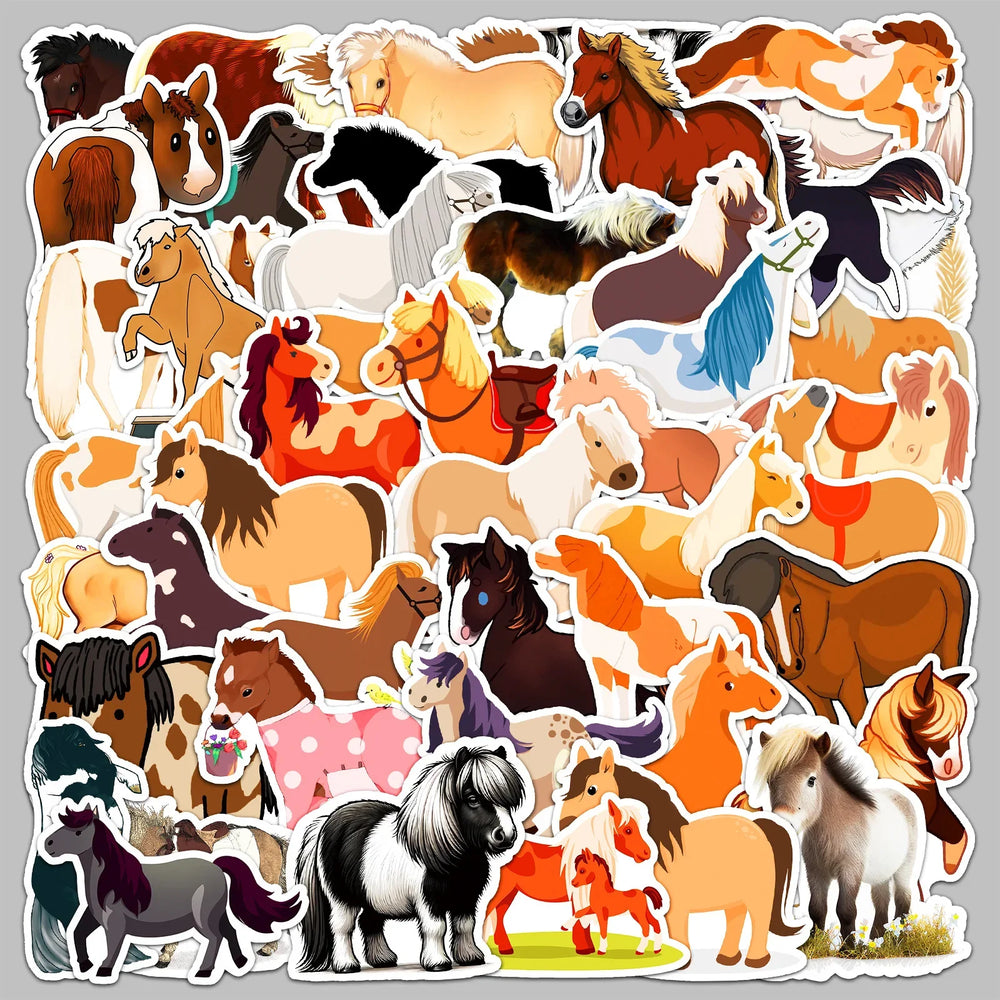 50Pcs Cute Pony Graffiti Stickers for Helmet, Wall, DIY Decoration (Online Order Only)