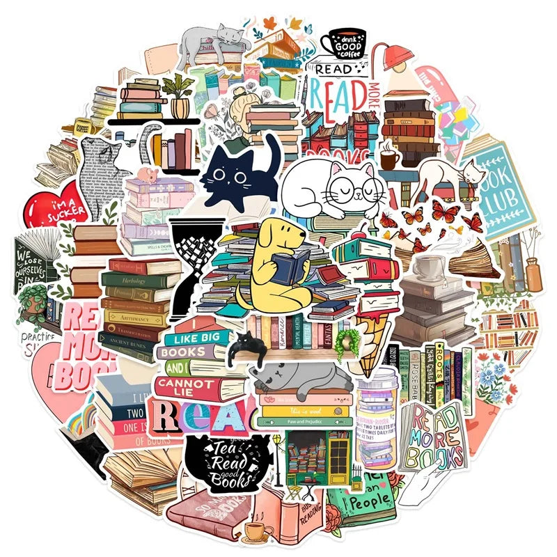 10/30/50PCS Cartoon Animal Reading Children's PVC Sticker Aesthetic Decoration Scrapbooking Stationery School Supplies for Kids (ONLINE ORDER ONLY)