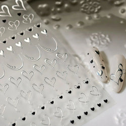 Line Love Heart Arc French Romantic Curve Punk Attitudinal Hollow Geometric Figure Adhesive Nail Art Stickers Manicure Decals (Online Order Only)