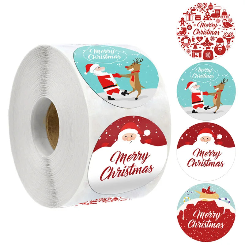 50-500PC Merry Christmas Sticker Christmas Theme Seal Labels Stickers For DIY Gift Baking Package Envelope Stationery Decor Kids (ONLINE ORDER ONLY)