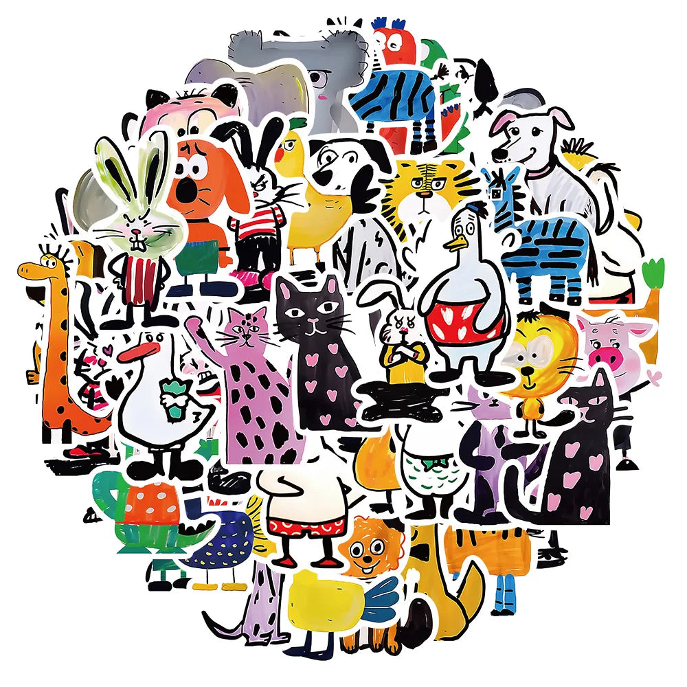 Cartoon Animal Stickers 10/30/50Pcs for Laptop, Snowboard, Luggage, Car, Fridge, DIY Vinyl (ONLINE ORDER ONLY)