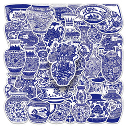 Blue White Porcelain Stickers 10/30/50PCS for Phone Laptop Luggage Skateboard Decals Kid Gift (ONLINE ORDER ONLY)