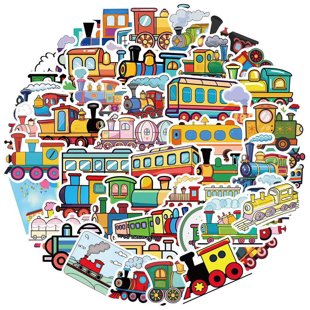 Cartoon Train Graffiti Stickers for Suitcase, Skateboard, Laptop, Luggage, Phone, Car - 10/30/50pcs (ONLINE ORDER ONLY)