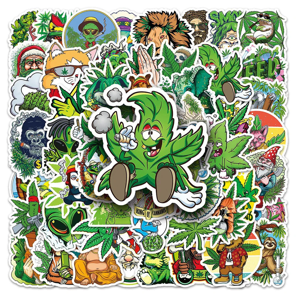 10/30/50/100PCS Funny Characters Weed Sticker Packs (ONLINE ORDER ONLY)
