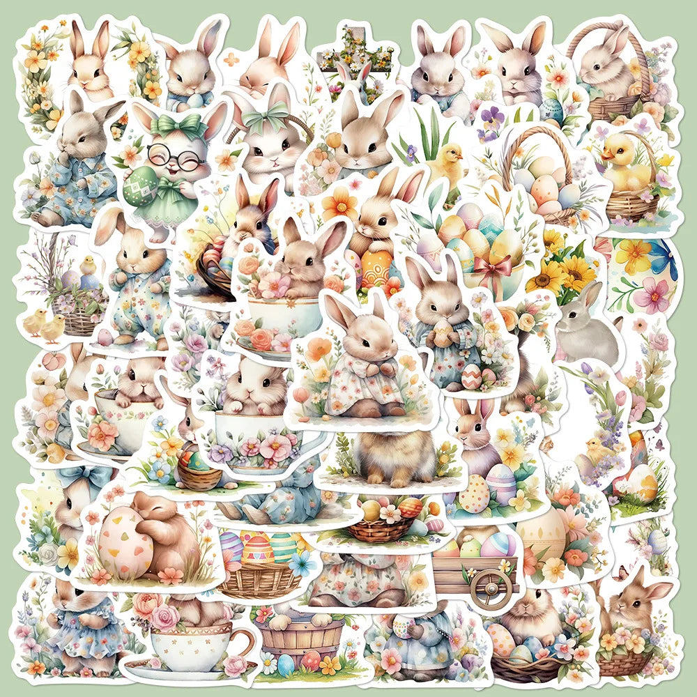 50Pcs Cute Rabbit Cartoon Stickers for Helmet, Wall, DIY Decoration (ONLINE ORDER ONLY)