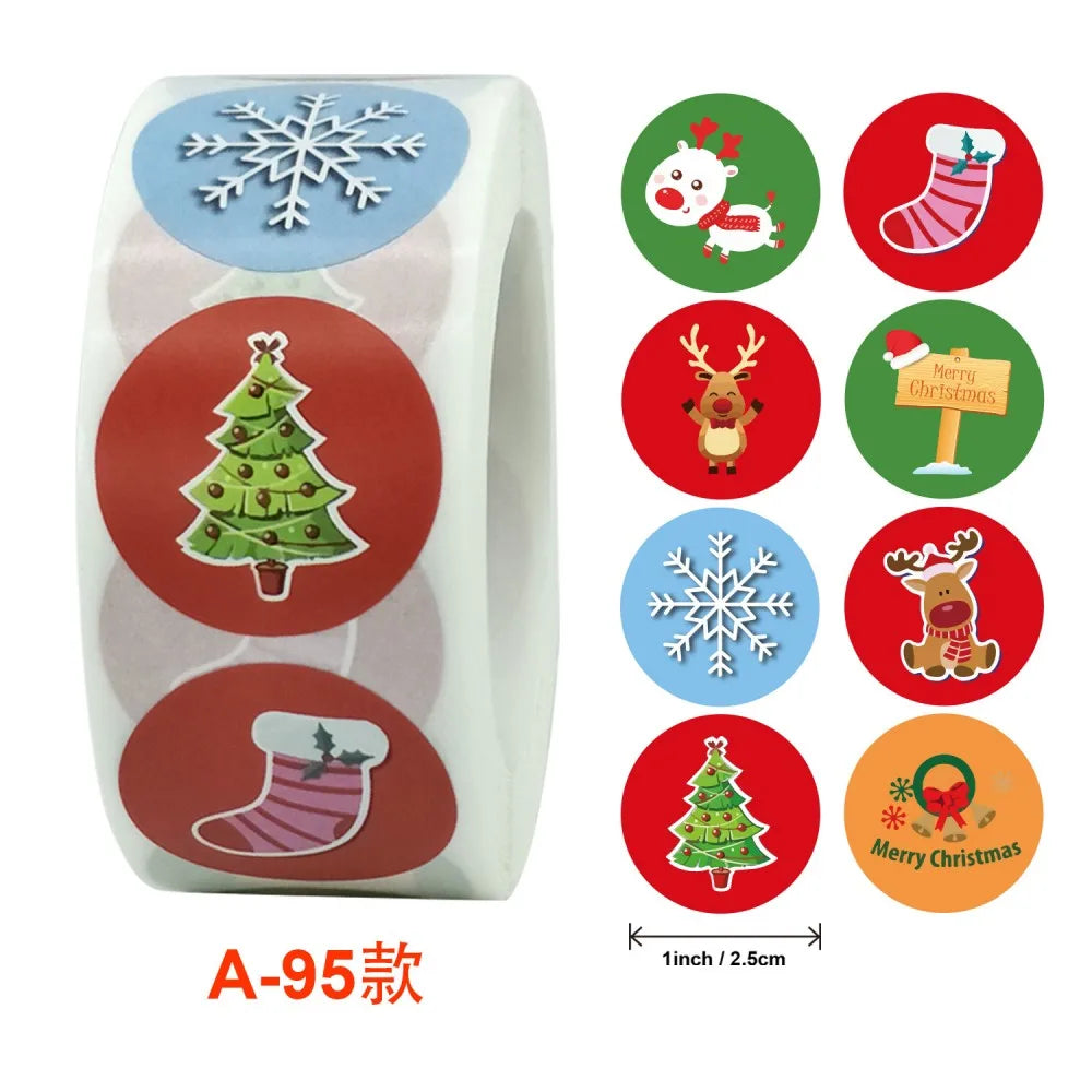 50-500pcs Cartoon Merry Christmas Sticker Santa Claus Tree Paper Label New Year Cute Snowman Stationery Stickers For Kids Gift (ONLINE ORDER ONLY)