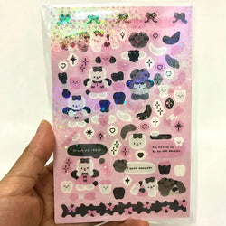 Korean Cute Devil Bear Dialog Laser Sticker Scrapbooking DIY Album Decoration Sticker Aesthetic Kawaii Stationery Halloween Gift (ONLINE ORDER ONLY)