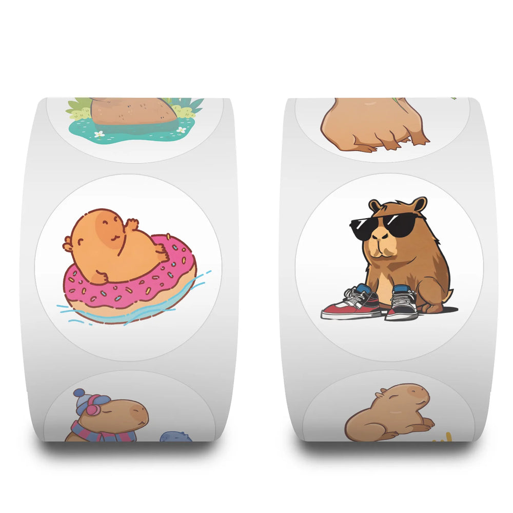 100-500pcs Cute Plump Capybara Cartoon Brown Animals Stickers DIY Scrapbook Phone Reward Seal Label Wall Sticker Kid Toy (Online Order Only)