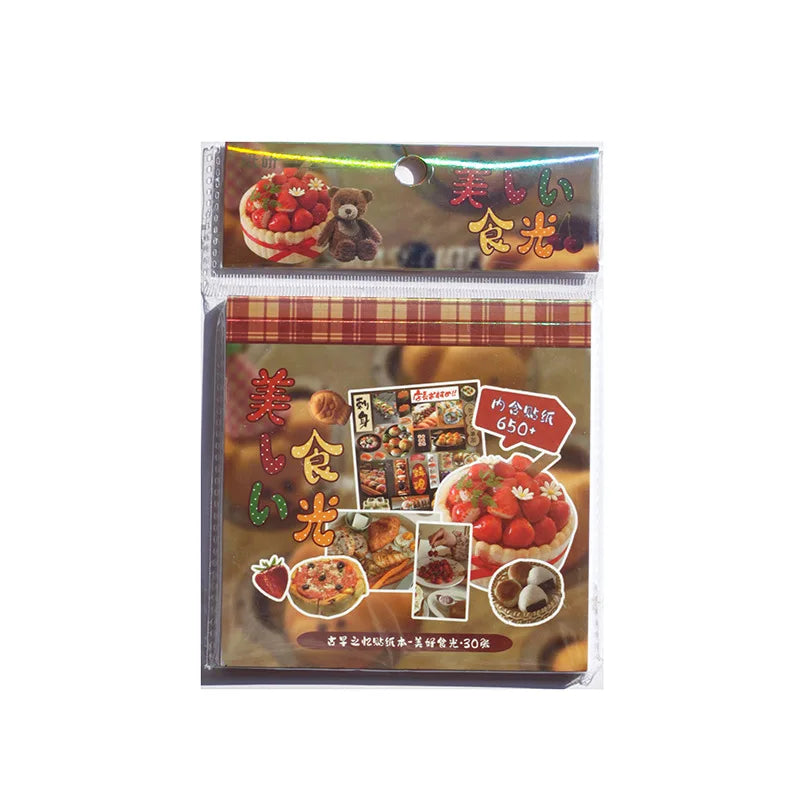 30 Pages Cute Y2K Japanese Food Cut Film Sticker Book Journal Handbook Scrapbooking Kawaii Decoration Sticker Gift (ONLINE ORDER ONLY)