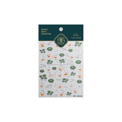 Lotus Flower Leaf Goldfish Ripple Wavelet Water Droplet Lotus Pond Brocaded Carp Self Adhesive Nail Art Stickers Manicure Decals (Online Order Only)