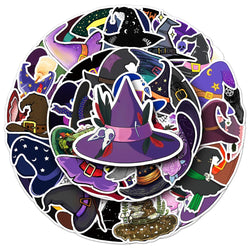 10/30/50pcs Cute Cartoon Magic Witch Hat Graffiti Stickers Laptop Skateboard Phone Waterproof Graffiti Decals Fun for Kid Gift (ONLINE ORDER ONLY)