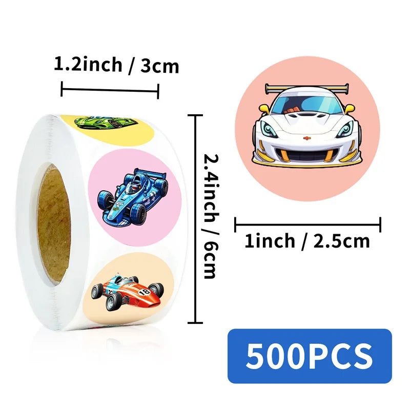 500PCS Cartoon Speed Car Sticky Paper Sticker Labels Thank You Sticker Sealing Stationery Supplies DIY Decoration Scrapbooking (ONLINE ORDER ONLY)