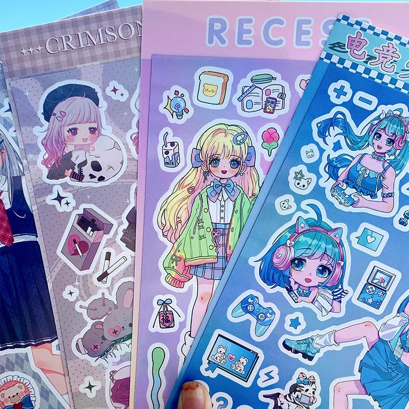 Korean ins Cute Pretty Girls Sticker Diary Scrapbooking DIY Album Decoration Sticker Aesthetic Personalized Kawaii Stationery (Online Order Only)