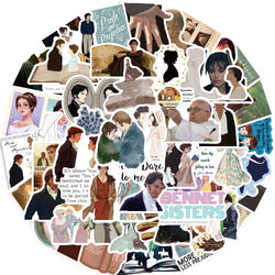 50PCS New INS Pride And Prejudice Stickers Cartoon Creative Toys iPad Desk Car Chair Decoration Waterproof Sticker Decals (ONLINE ORDER ONLY)
