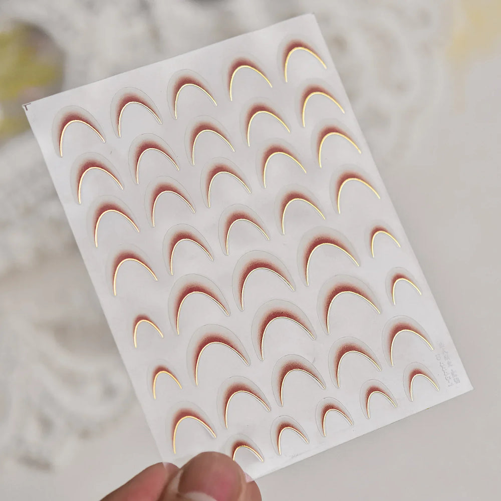 Geometric White Black Red Romantic French Arc Illusion Curve Embossed Relief Self Adhesive Nail Art Stickers 3D Manicure Decals (ONLINE ORDER ONLY)