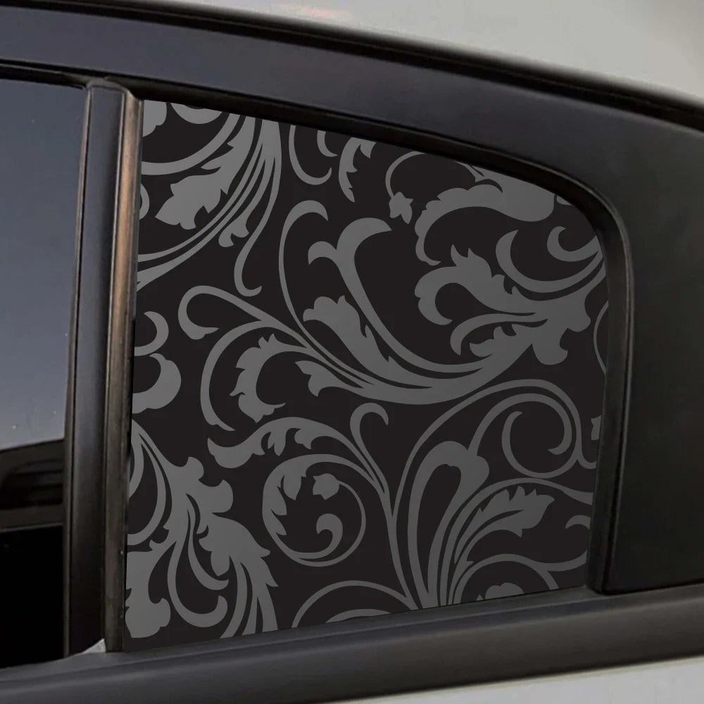 Universal  Floral Pattern Car Sticker for Triangular Window Decoration All Vehicles Accessories PVC Waterproof Vinyl Decals (ONLINE ORDER ONLY)