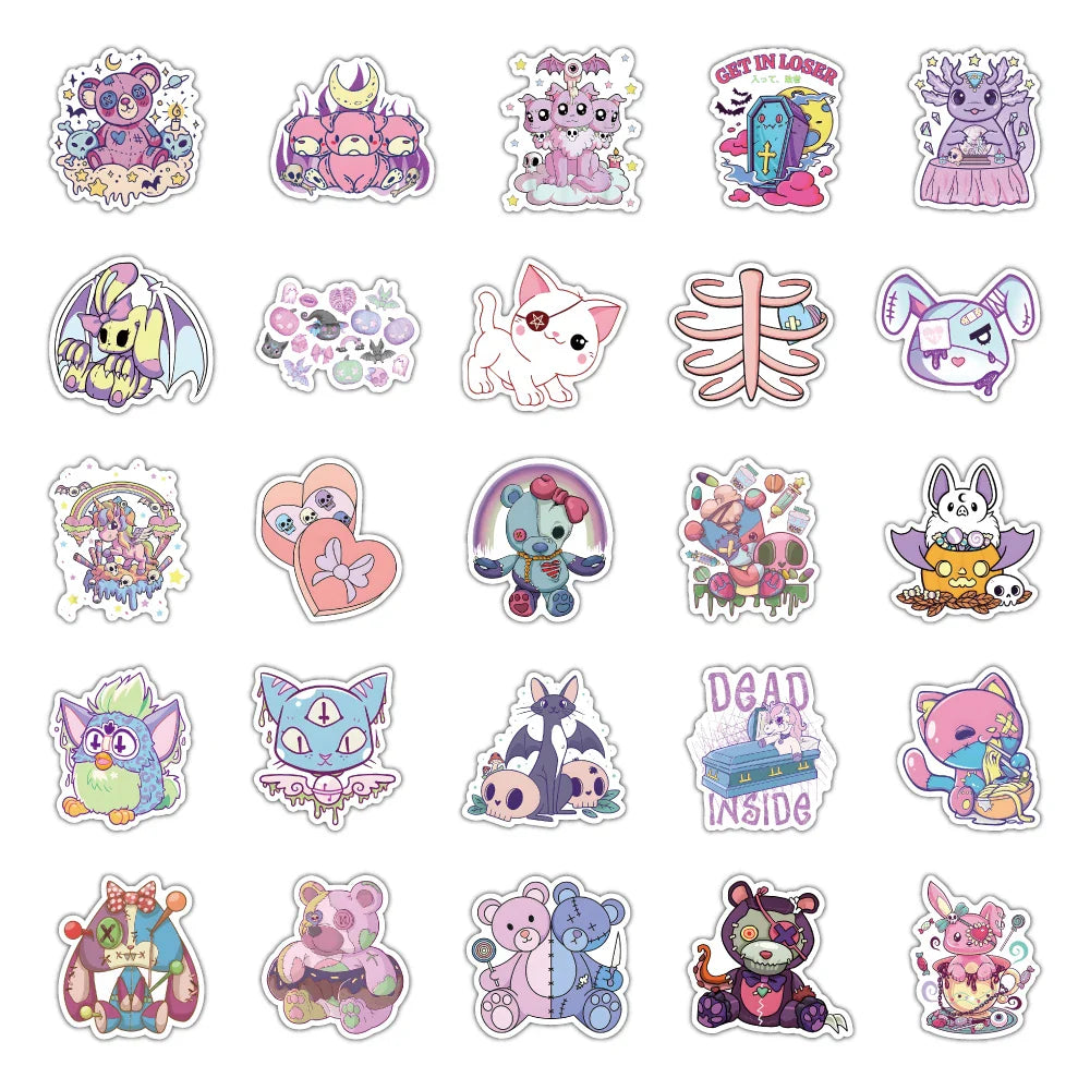 10/30/50/100PCS Cute Horror Cartoon Stickers Graffiti Halloween Decoration Kids Toy DIY Phone Luggage Suitcase Motorcycle Decals (ONLINE ORDER ONLY)