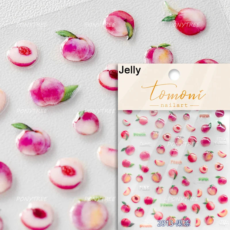 Fruit Paradise Guava Strawberry Pear Peach Orange Watermelon Pitaya Cherry Kiwifruit Pineapple Nail Art Stickers Manicure Decals (ONLINE ORDER ONLY)