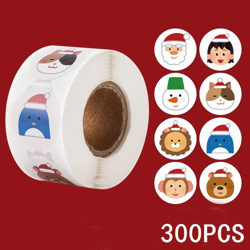 100-500pcs Merry Christmas Holiday Decoration Sticker 2.5cm Party Gift Baking Seal Sticker Invitation Letter Envelope Sticker (ONLINE ORDER ONLY)