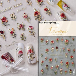 Pale Flower Bouquet Label Bowknot Stationery Sunflower Daisy Leaf 3D Self Adhesive Nail Art Stickers Rhinestone Manicure Decals (Online Order Only)